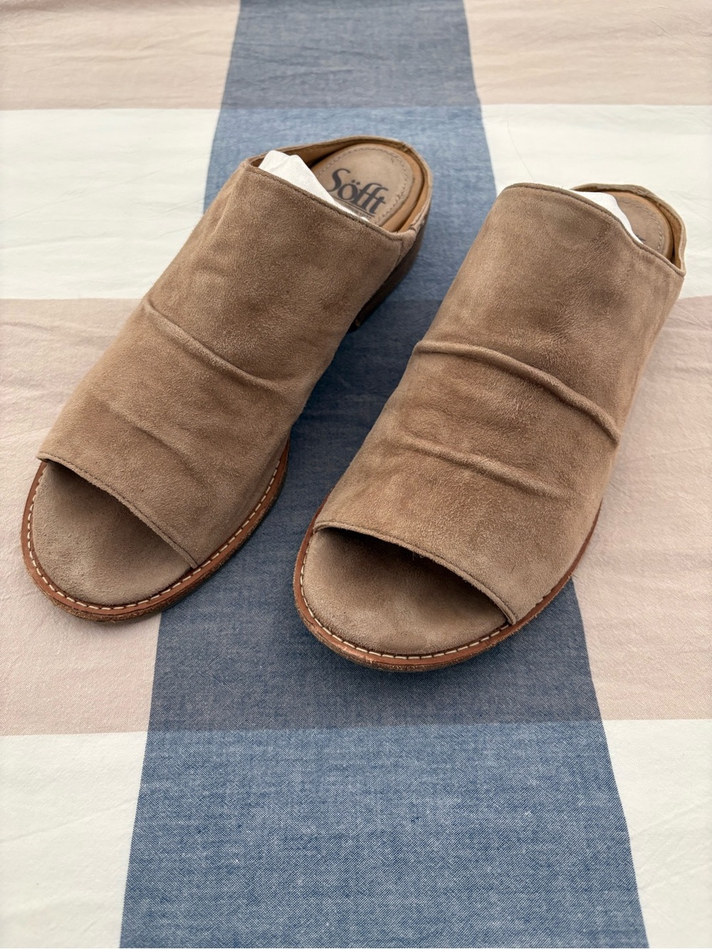 Sofft Netta Slides Suede Light Gray Taupe Size 7